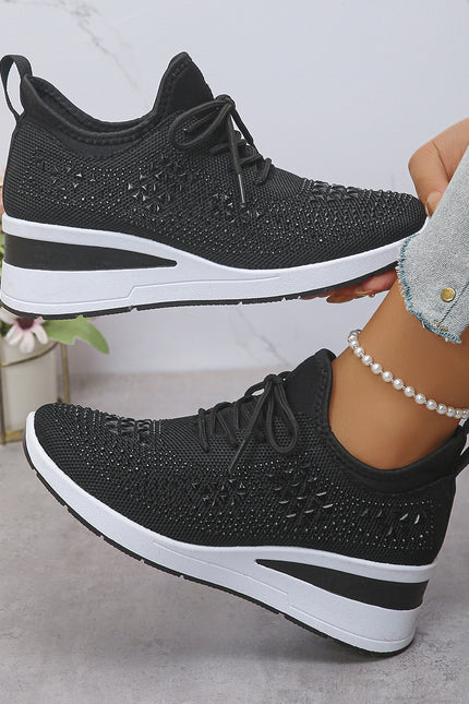 Rhinestone Wedge Sneakers – Glitrende komfort i hvert steg
