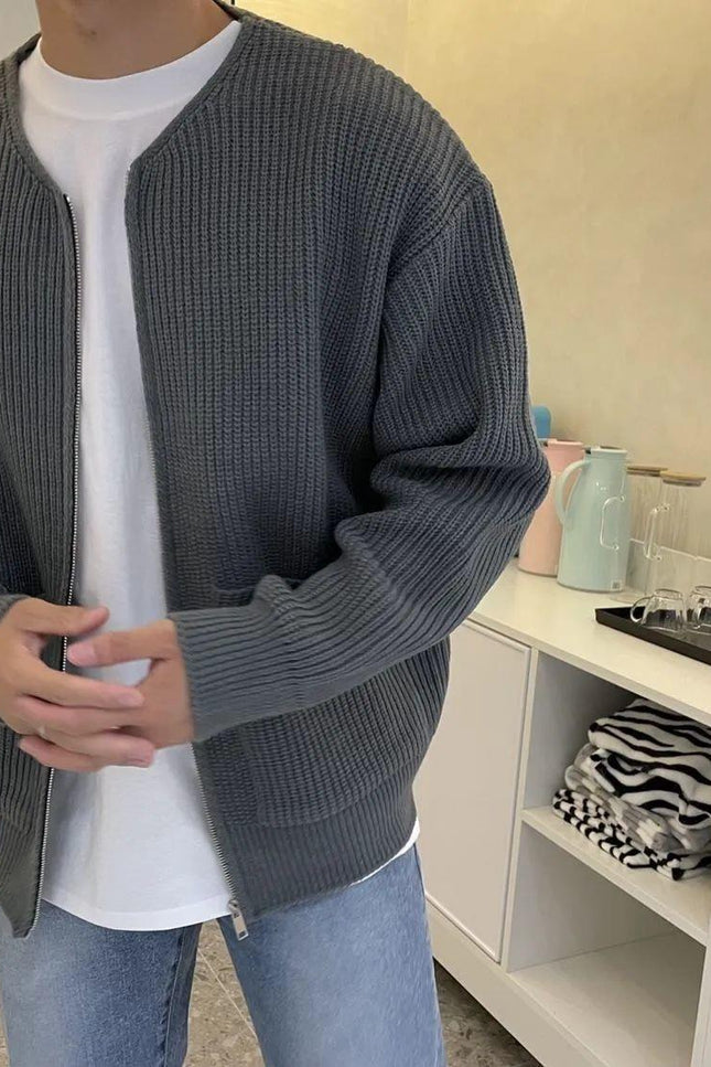 Herre strikket cardigan med glidelås