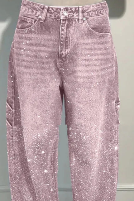 Skinnende store rette jeans