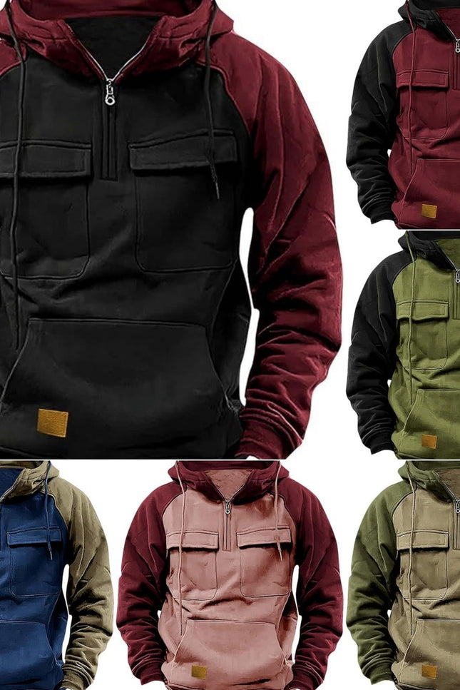 Men’s Retro Cargo Hoodie – Warmth with Character