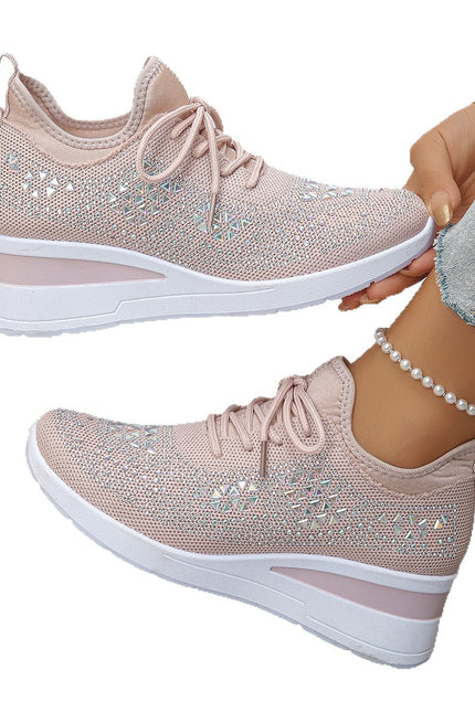 Rhinestone Wedge Sneakers – Sparkle Comfort in Every Step