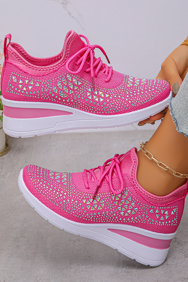 Rhinestone Wedge Sneakers – Sparkle Comfort in Every Step