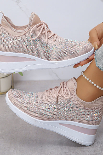 Rhinestone Wedge Sneakers – Sparkle Comfort in Every Step