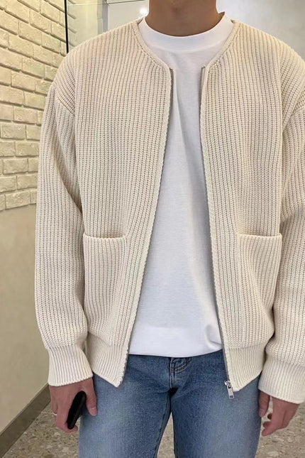Herre strikket cardigan med glidelås