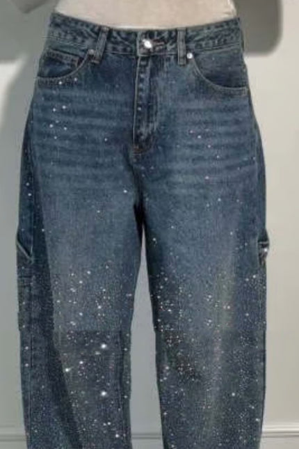Skinnende store rette jeans