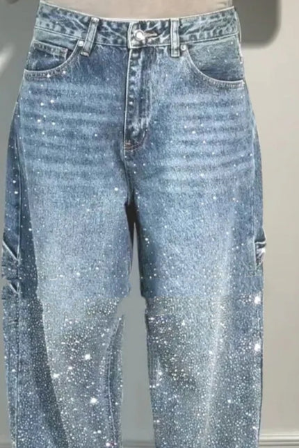 Skinnende store rette jeans