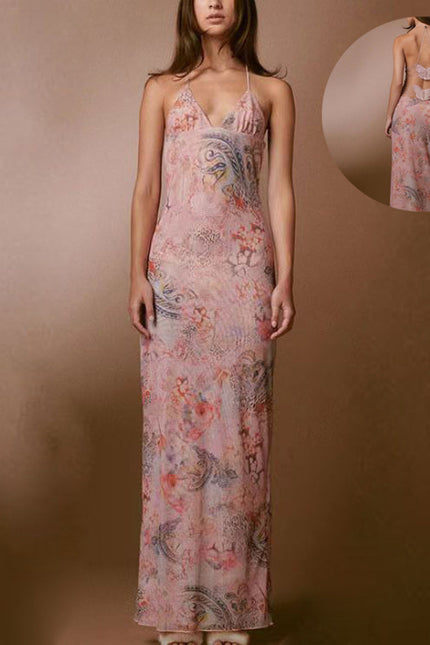 Floral Straps Butterfly Back Dress