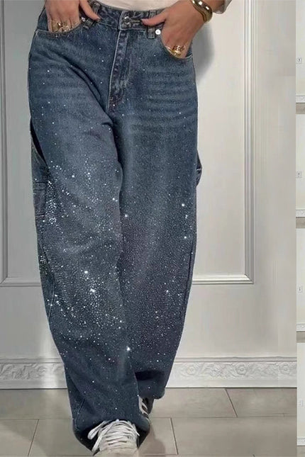 Skinnende store rette jeans