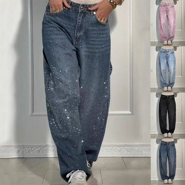 Skinnende store rette jeans