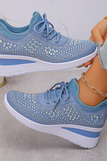 Rhinestone Wedge Sneakers – Sparkle Comfort in Every Step