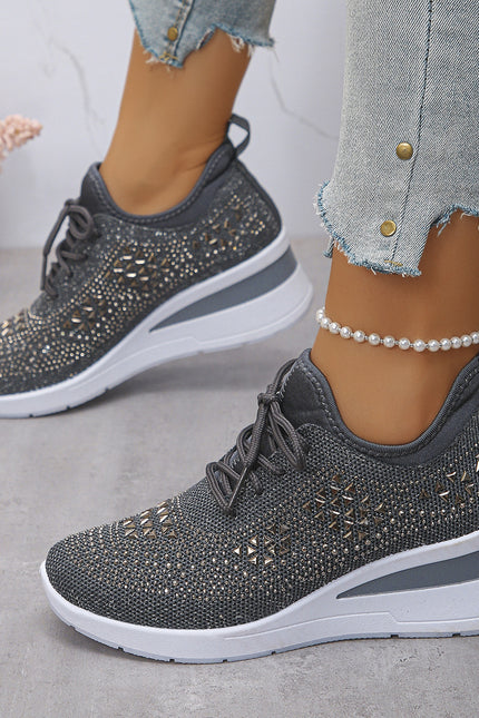 Rhinestone Wedge Sneakers – Sparkle Comfort in Every Step