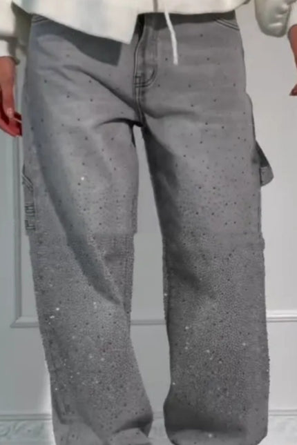 Skinnende store rette jeans