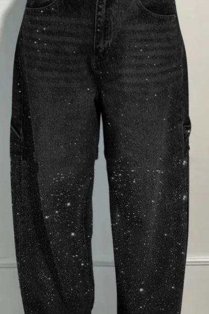 Skinnende store rette jeans