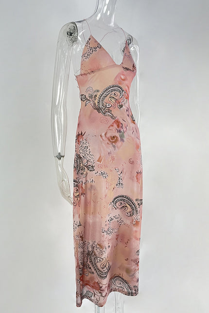 Floral Straps Butterfly Back Dress