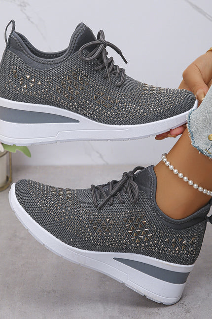 Rhinestone Wedge Sneakers – Sparkle Comfort in Every Step