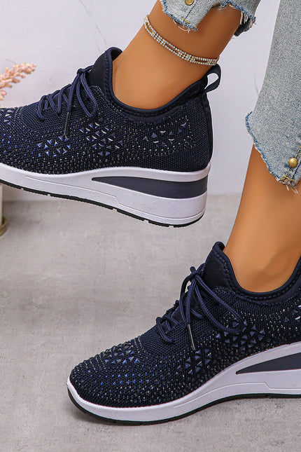 Rhinestone Wedge Sneakers – Sparkle Comfort in Every Step