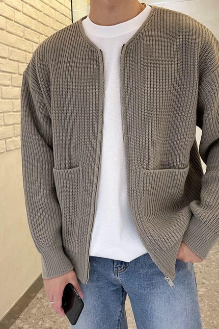 Herre strikket cardigan med glidelås