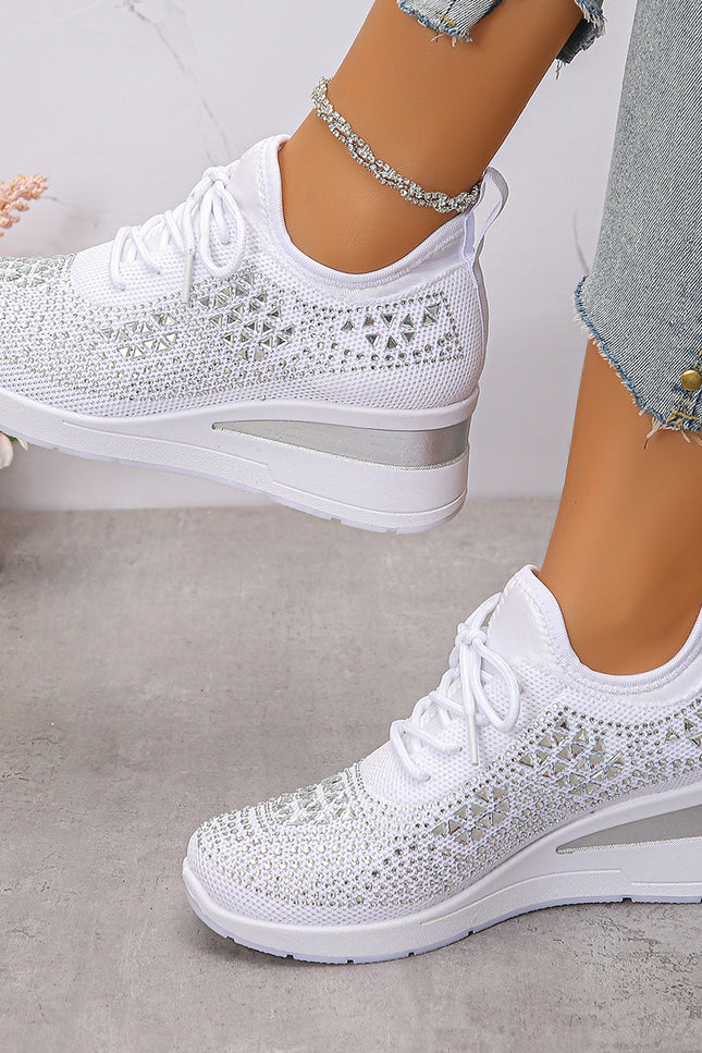 Rhinestone Wedge Sneakers – Sparkle Comfort in Every Step
