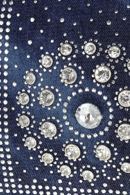 Denim diamantformet skulderveske med crossbody-logo 